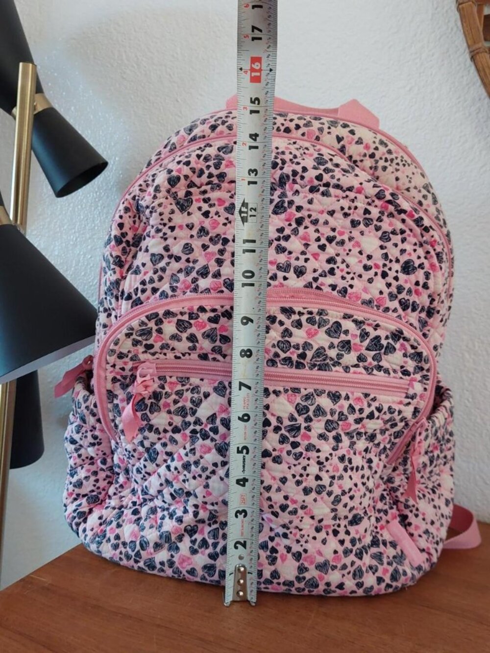 vera bradley love you lots backpack used Pink and black heart print backpack wit - Picture 7 of 8